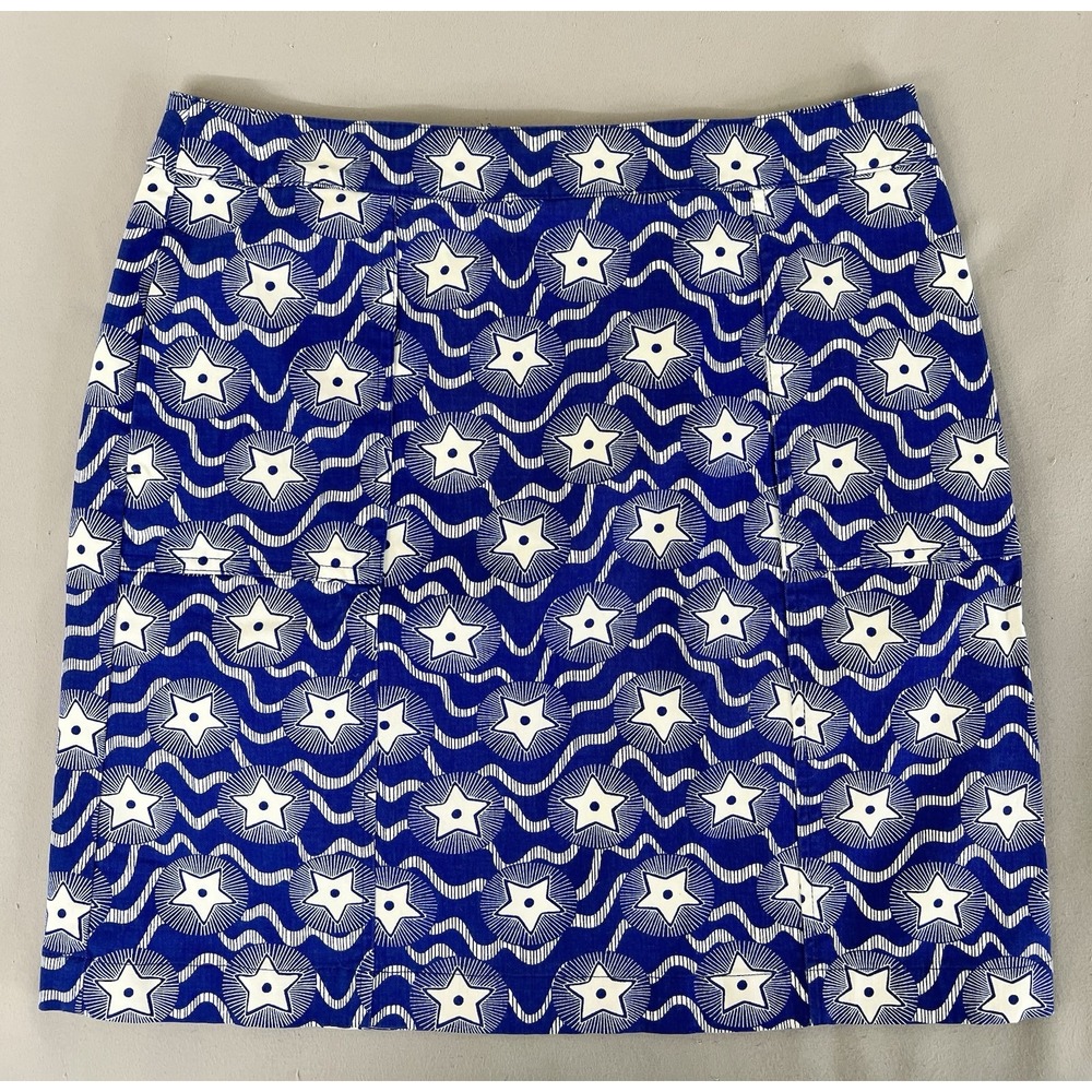 Boden Skirt Womens 8 Blue Whimsical Star‎ Print Mini Casual Boho Art to Wear